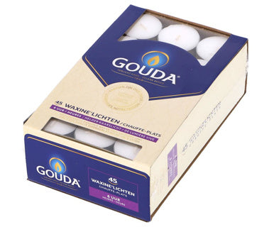 Gouda theelichten 45 stuks 6 branduren wit