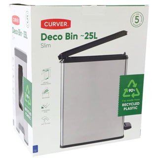 Curver decobin slim pedaalemmer 25l metallic zwart