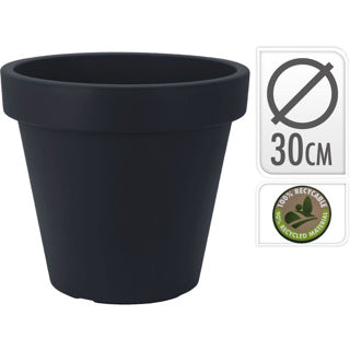 Ecken kanten bloempot antraciet ek rond 30x26cm