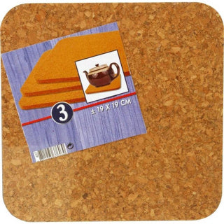 Geen merk pannenonderzetters kurk 19 cm set van 3