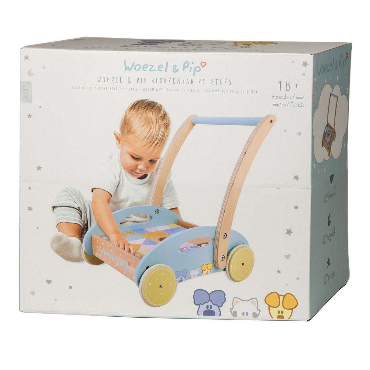 Rubo toys woezel en pip baby blokkenkar loopwagen