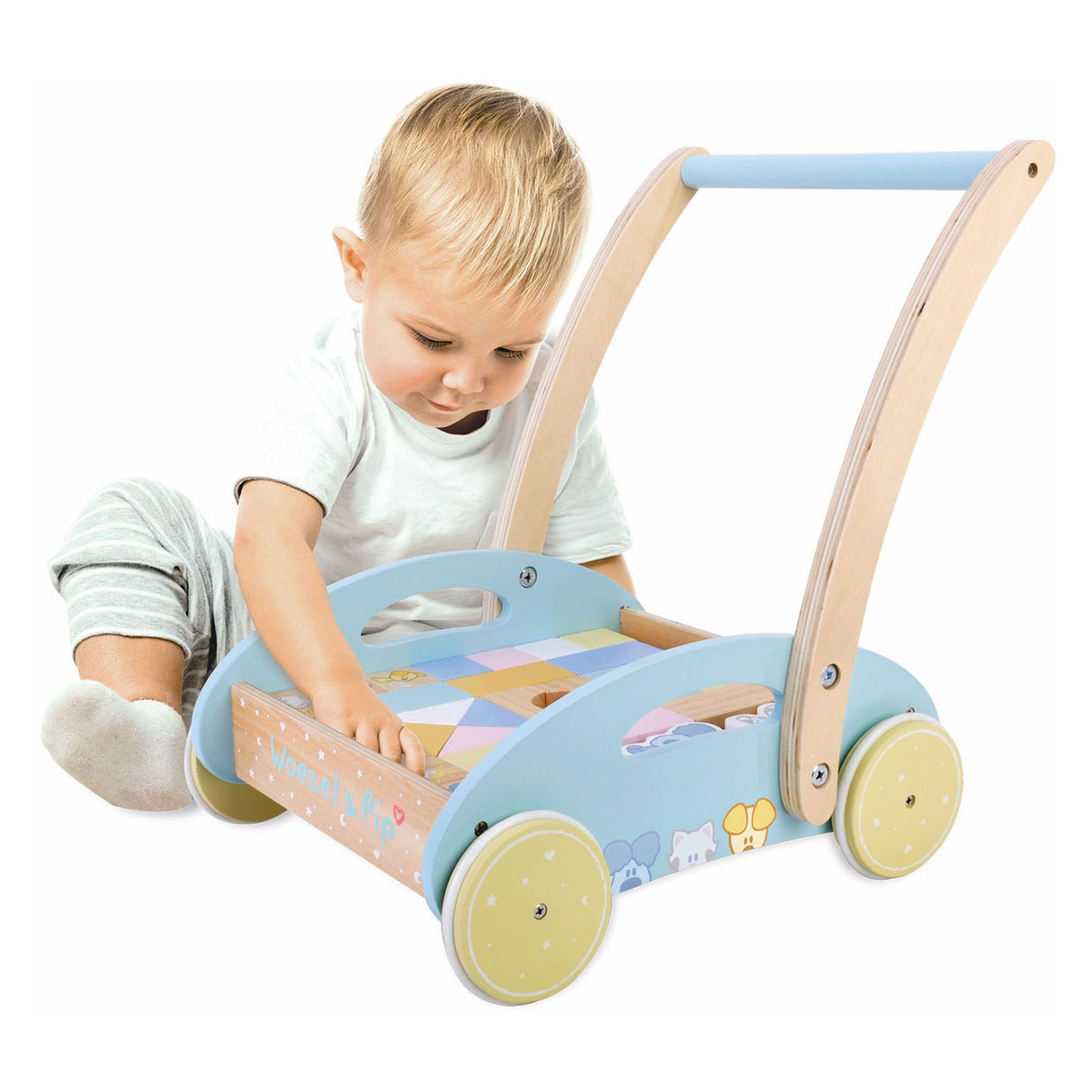 Rubo toys woezel en pip baby blokkenkar loopwagen