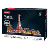 Cubic fun 3d puzzel city line paris met led verlichting, 115dlg.