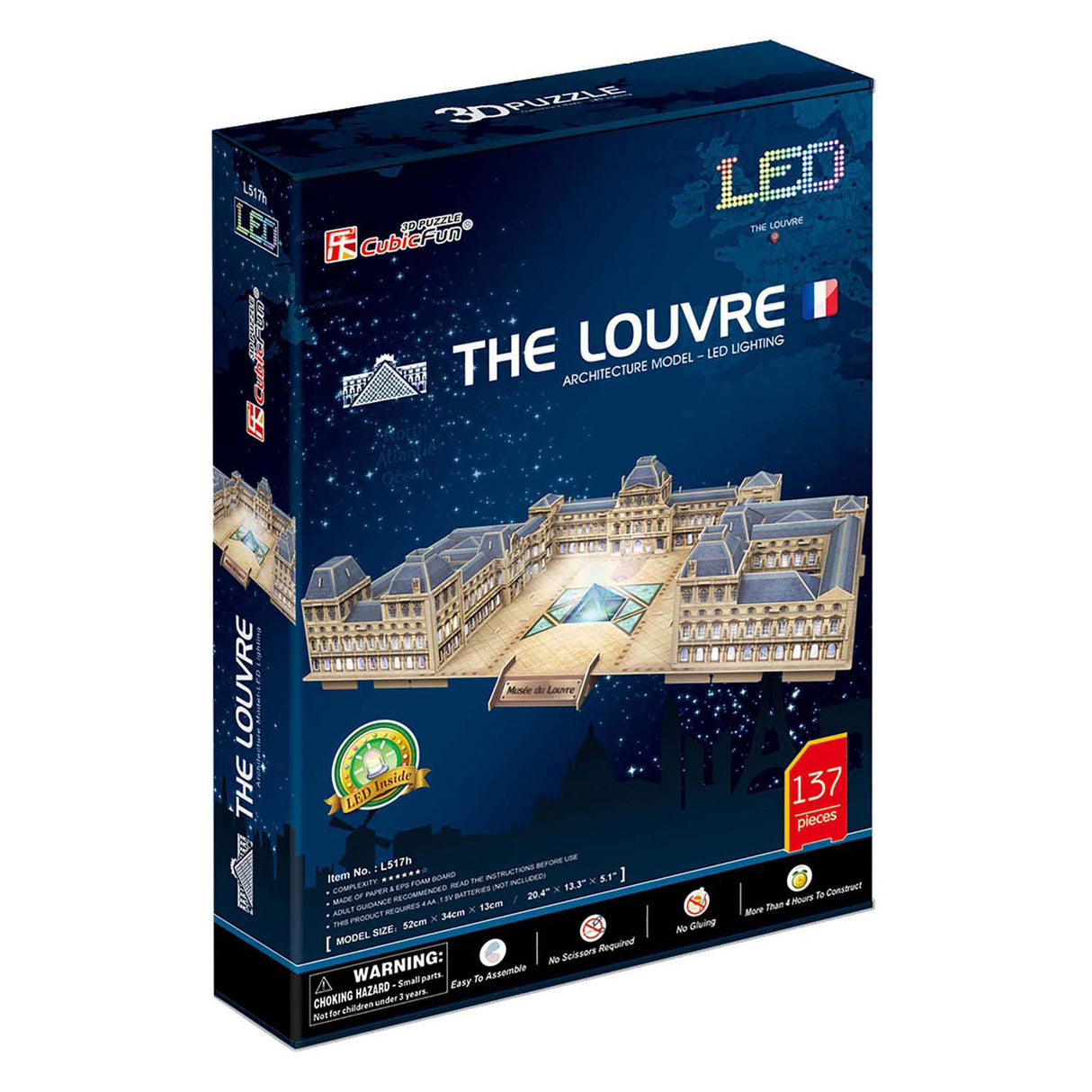 Cubic fun 3d puzzel de louvre met led verlichting