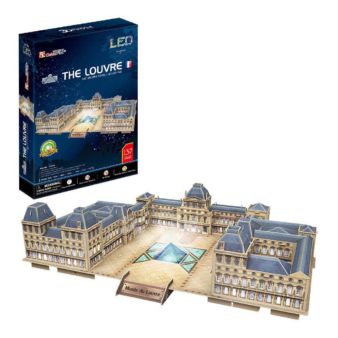 Cubic fun 3d puzzel de louvre met led verlichting