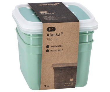 Dbp alaska diepvriesdozen vierkant 0.75l 3 stuks mintgroen