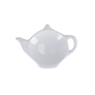Theezakjeshouder theepot 12cm keramiek wit