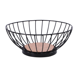 Overige merken metalen fruitschaal 28 cm zwart hout