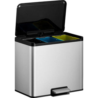 Eko essential recycling pedaalemmer 3 x 9 liter mat rvs