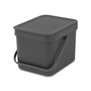 Brabantia afvalemmer sort go 6l grijs