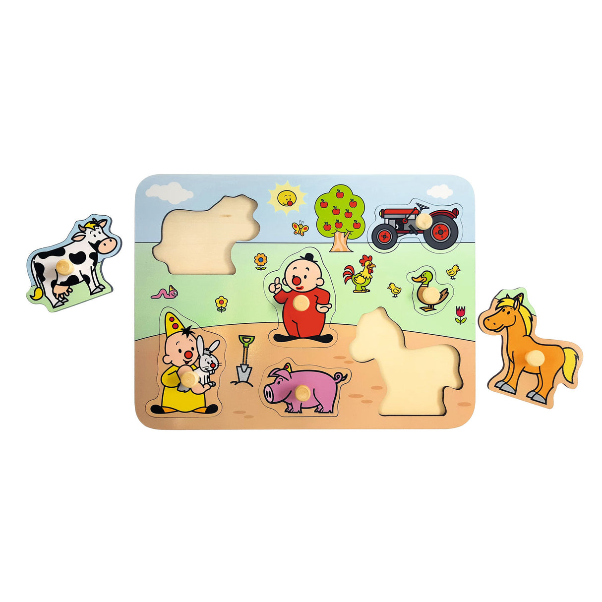 Studio 100 bumba houten noppenpuzzel boerderij, 7st.