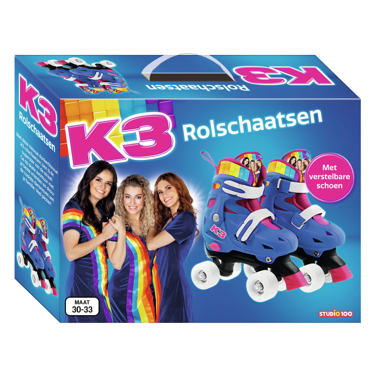 Studio 100 k3 rolschaatsen regenboog, maat 30-33