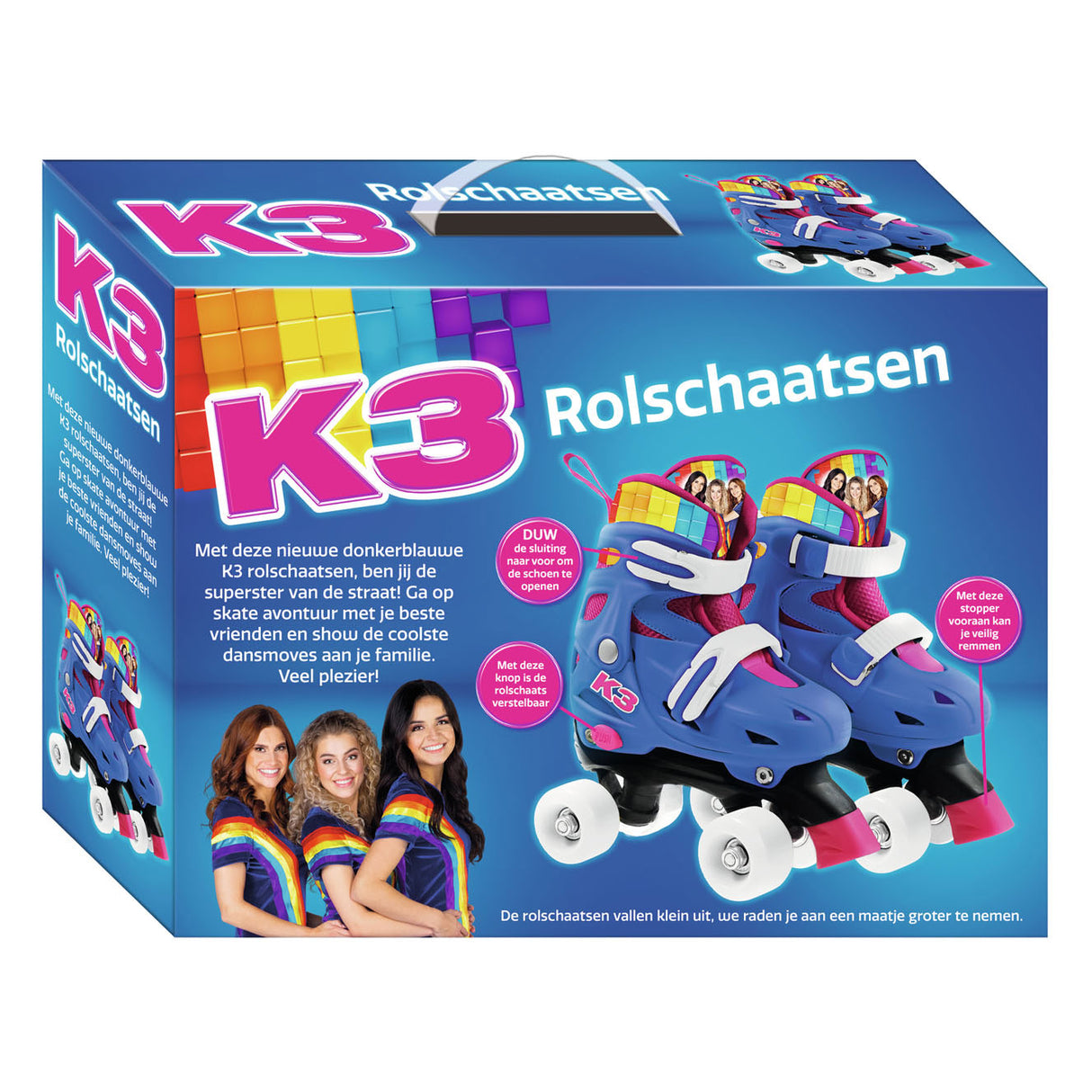 Studio 100 k3 rolschaatsen regenboog, maat 30-33