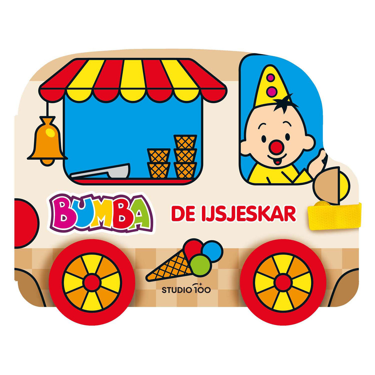 Studio 100 bumba kartonboek met wielen - de ijsjeskar