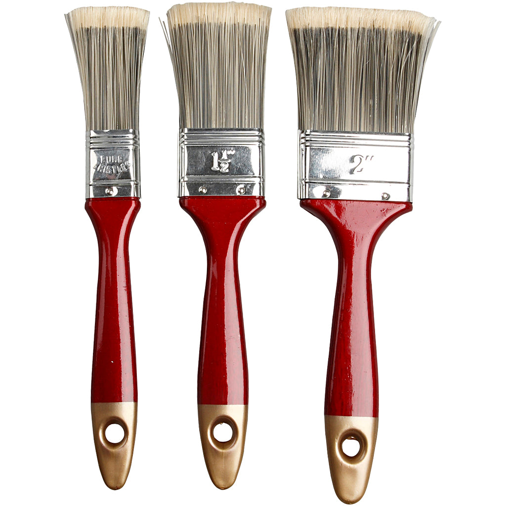 Creativ company vernis kwasten, l: 20 cm, b: 25-50 mm, plat, 3 stuk 1 doos