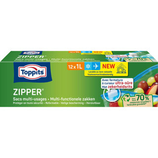 Toppits zipper multi-functionele zakken 1l 12 stuks