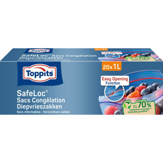 Toppits safeloc zip-diepvrieszakken 1l 20 stuks