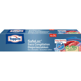 Toppits safeloc zip-diepvrieszakken 3l 15 stuks