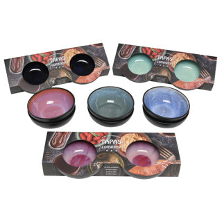 Schaal reactive glaze 12x4 cm set van 2 assorti