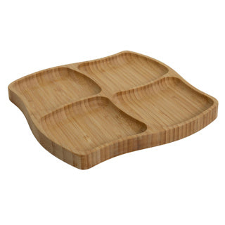 No brand bamboe tapasbord 4 vakken 20x20x1,5cm fsc 100%