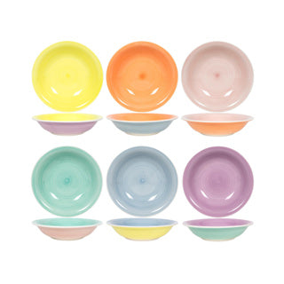 Diepbord ø21cm 2-tone pastel, 6 assorti