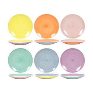 Ontbijtbord ø19cm 2-tone pastel, 6 assorti