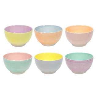 Schaal ø23x6cm 2-tone pastel, 6 assorti