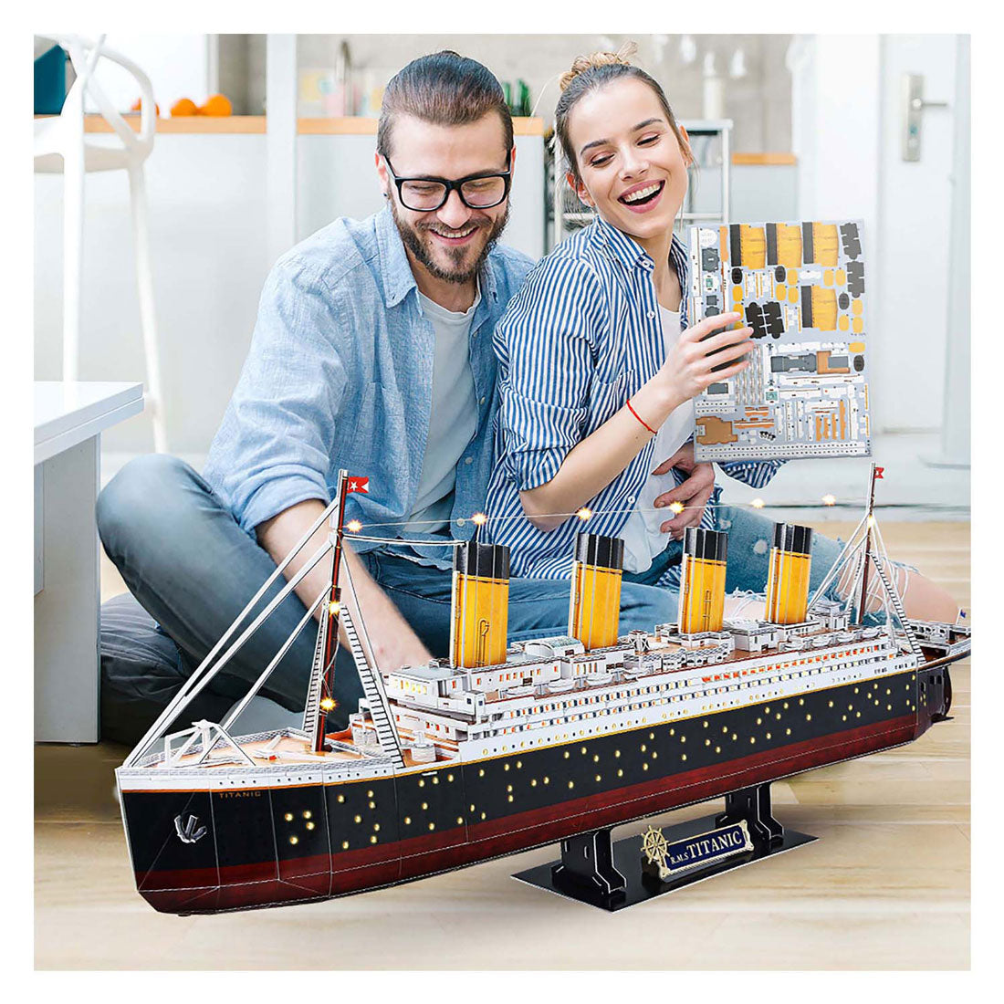 Cubic fun 3d puzzel titanic met led verlichting