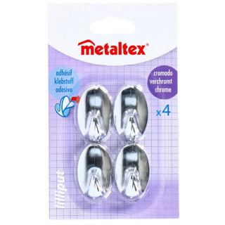Metaltex plakhaken 4 stuks verchroomd ovaal
