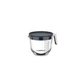 Glas maatbeker 1l met deksel navy