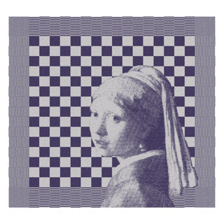 Ddddd theedoek girl with a pearl 60 x 65 blue