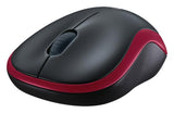 Logitech m185 wireless optical mouse red [rf 2.4ghz, 1000 dpi, 3-button, aa, 10m]