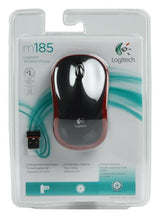 Logitech m185 wireless optical mouse red [rf 2.4ghz, 1000 dpi, 3-button, aa, 10m]