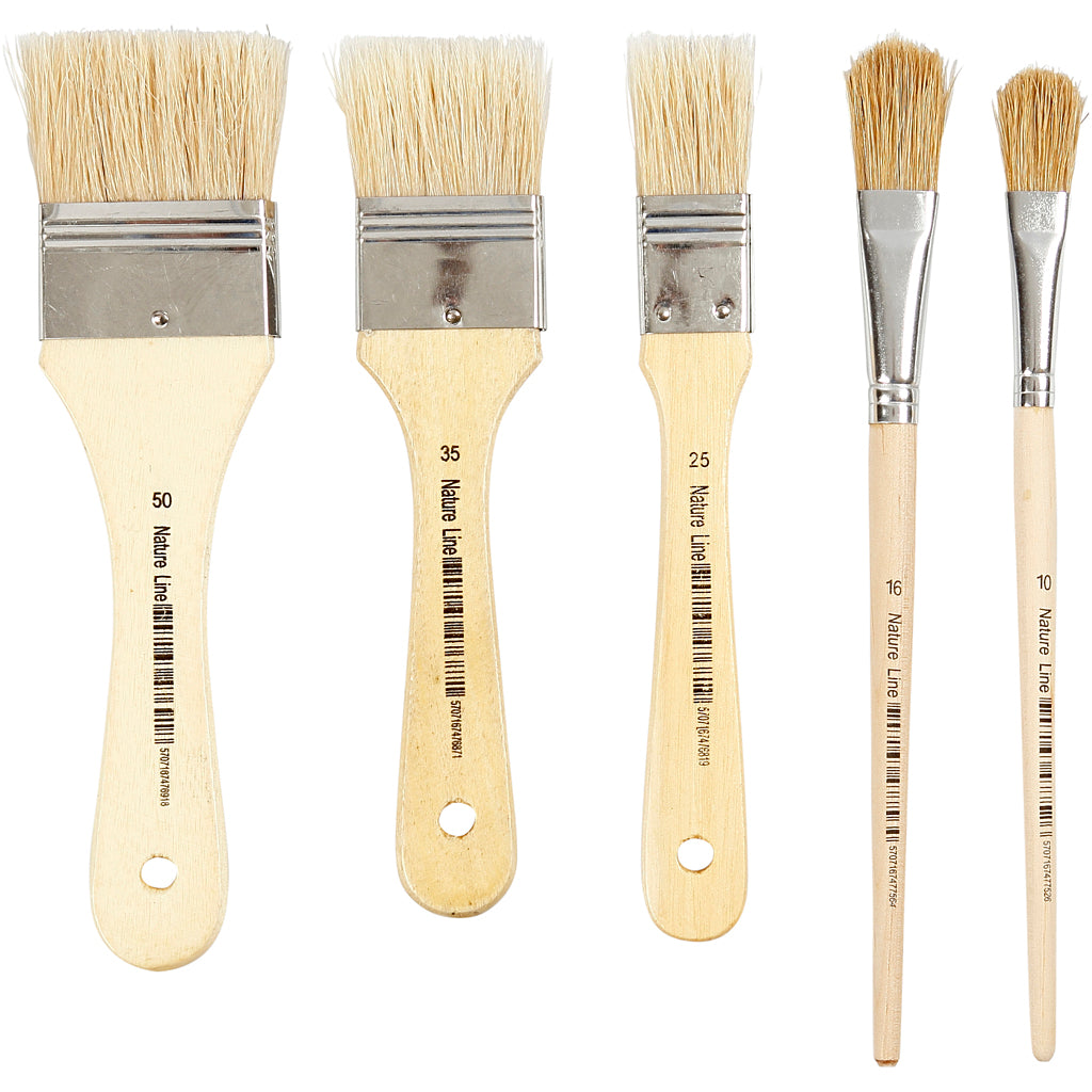 Creativ company vernis kwasten, afm 10+16+25+35+50, l: 18,5-21,5 cm, b: 13-50 mm, plat, 10 stuk 1 doos