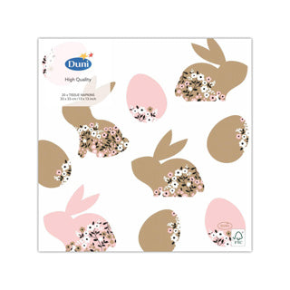 Duni paas servetten blooming bunnies 33x33 cm