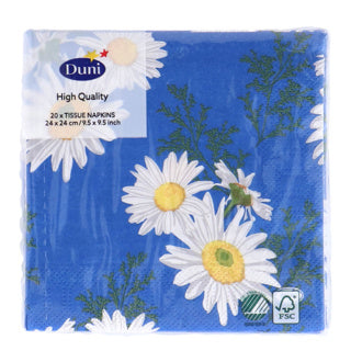 Duni servetten daisy blue 24x24 cm
