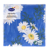 Duni servetten daisy blue 24x24 cm
