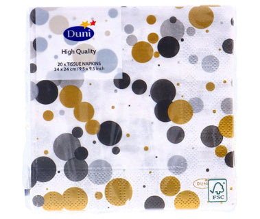Duni servetten festive bubbles black 24x24 cm