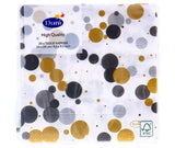 Duni servetten festive bubbles black 24x24 cm