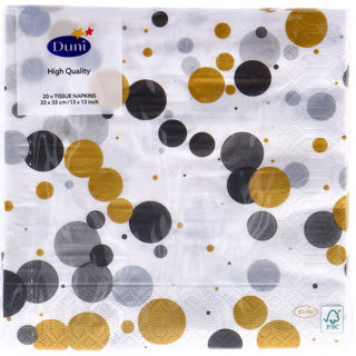 Duni servetten festive bubbles black 33x33 cm