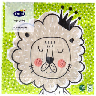 Duni servetten playful lion king 33x33 cm