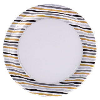 Duni borden stripes black gold 22 cm 10 stuks