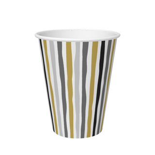 Duni bekers stripes black gold 24 cl 10 stuks