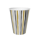 Duni bekers stripes black gold 24 cl 10 stuks