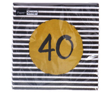 Servetten 40th birthday 33x33 cm
