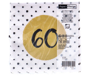 Duni servetten 60th birthday 33x33 cm