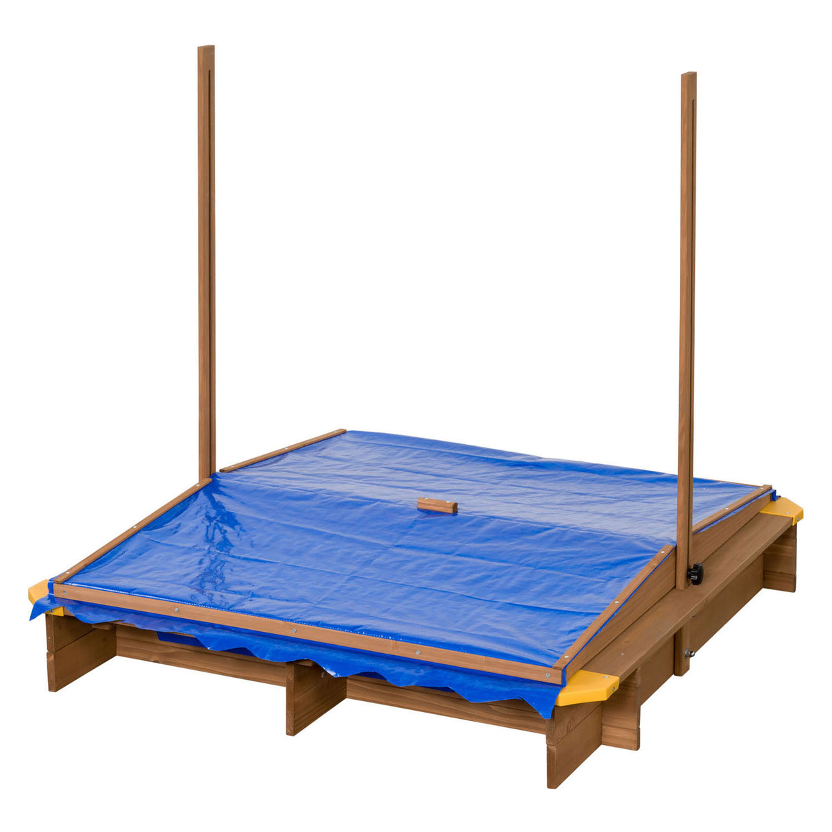 Swingking houten zandbak met waterbakken en afdekzeil