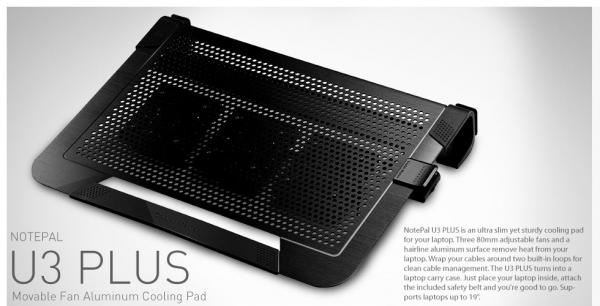 Cooler master r9-nbc-u3pk-gp notepal u3 plus laptop cooling pad [zwart]