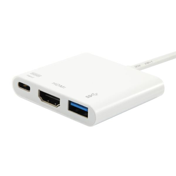 Equip 133461 usb type c to hdmi female usb a female pd adapter, 4k, pastic, 15cm, white