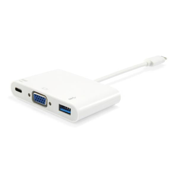 Equip 133462 usb type c to vga female usb a female pd adapter, 1080p, 15cm, white